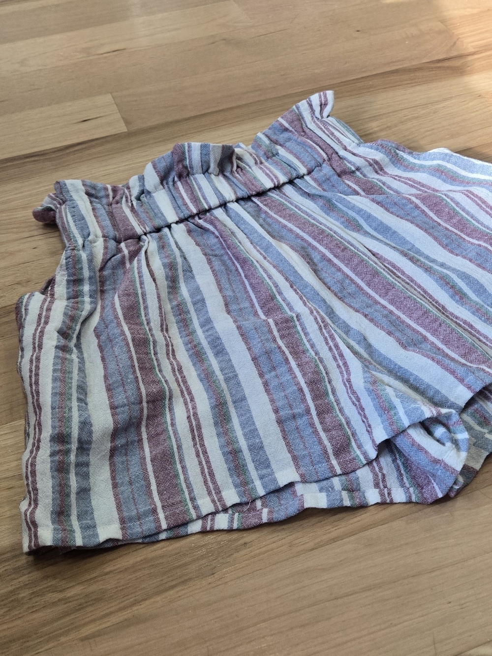 NWT MABLE Multicolor Striped High-Waist Paperbag Shorts